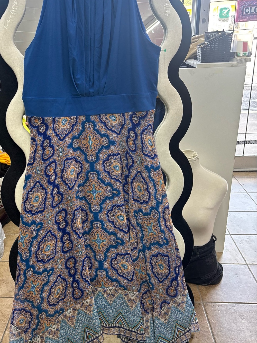 CB Stablished Blue Printed Sleeveless Maxi Dress